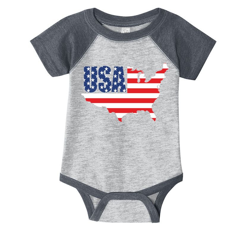 USA American US Flag Map Patriotic Infant Baby Jersey Bodysuit