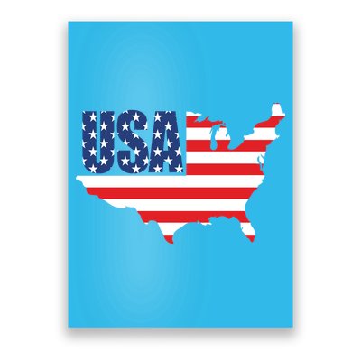 USA American US Flag Map Patriotic Poster