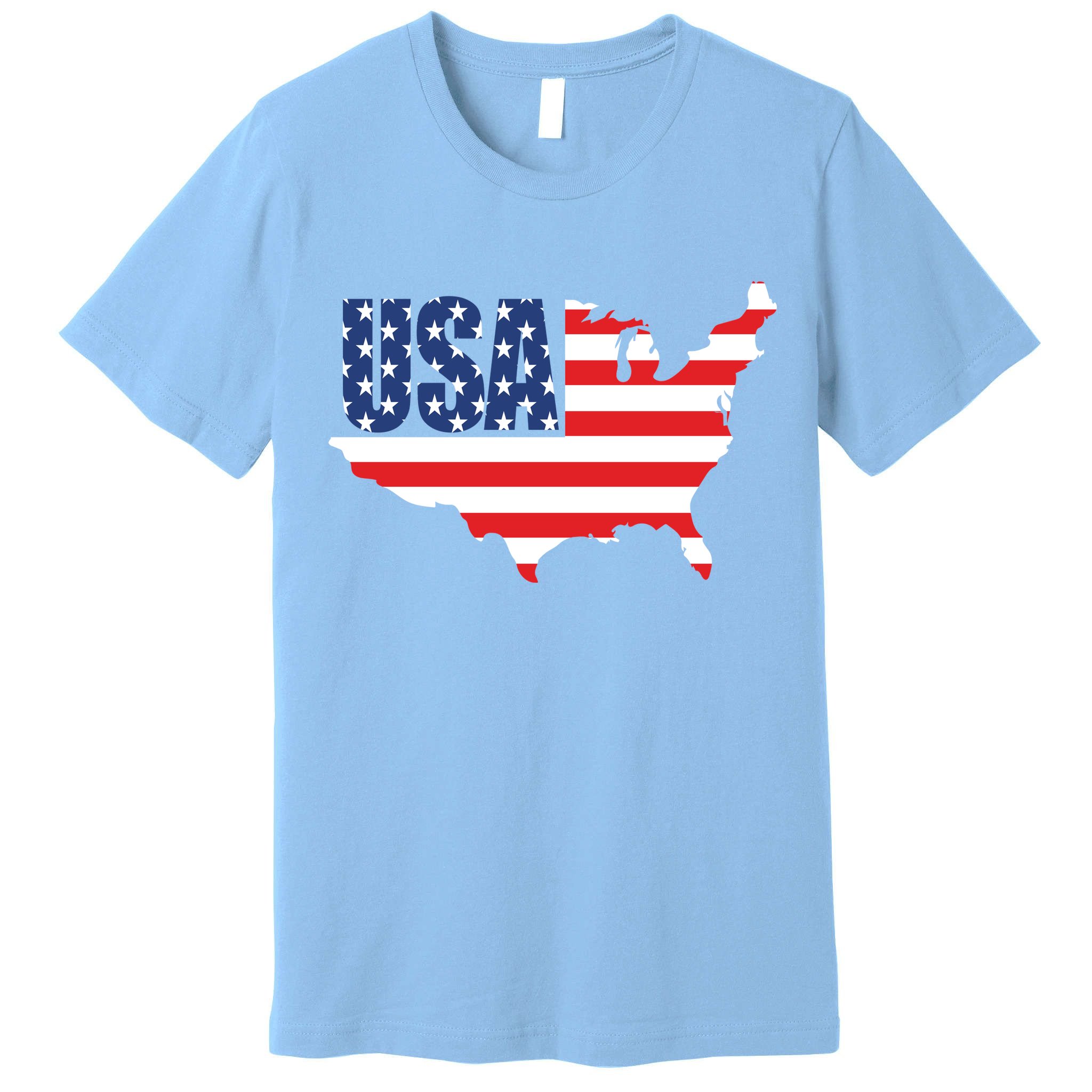 USA American US Flag Map Patriotic Premium T-Shirt