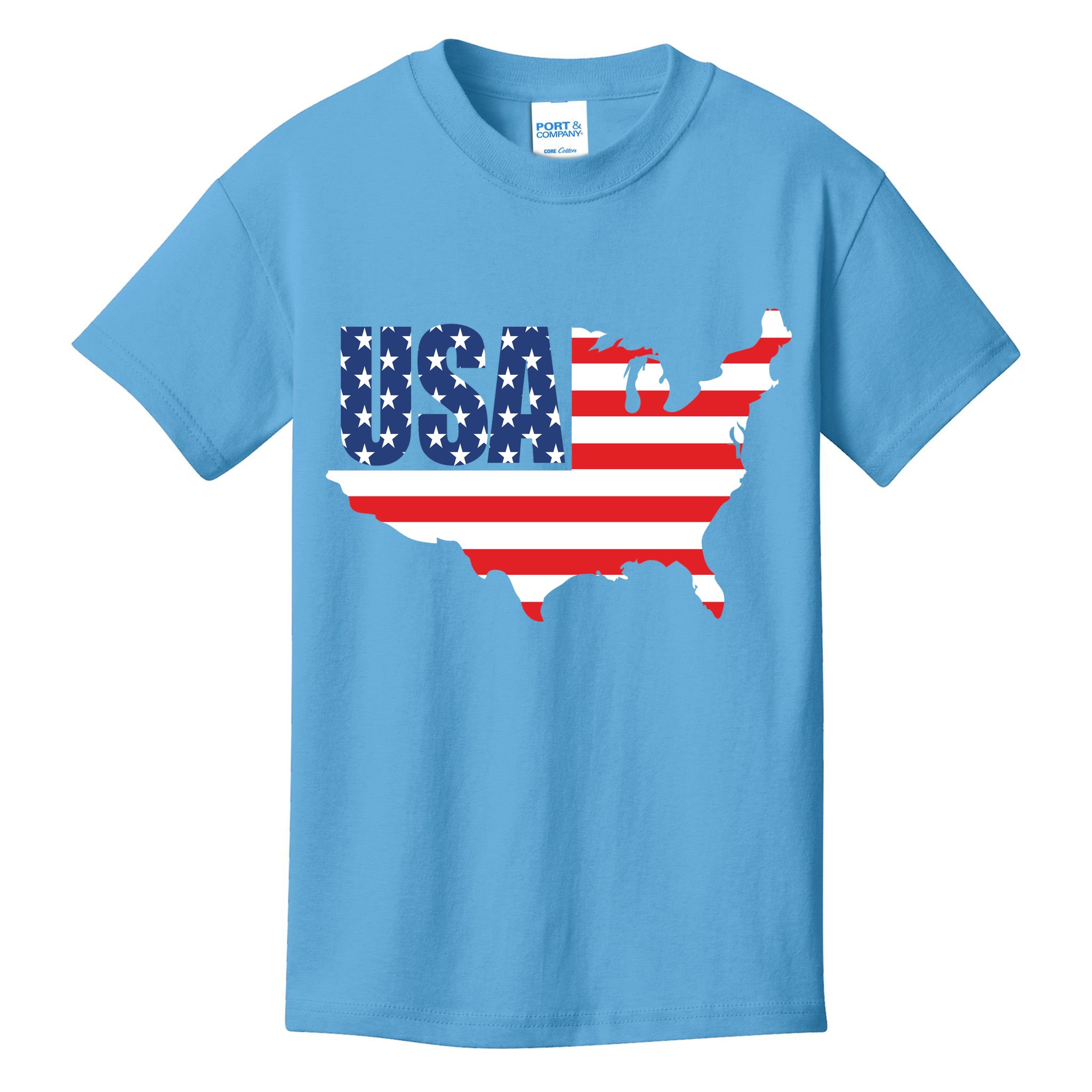 USA American US Flag Map Patriotic Kids T-Shirt