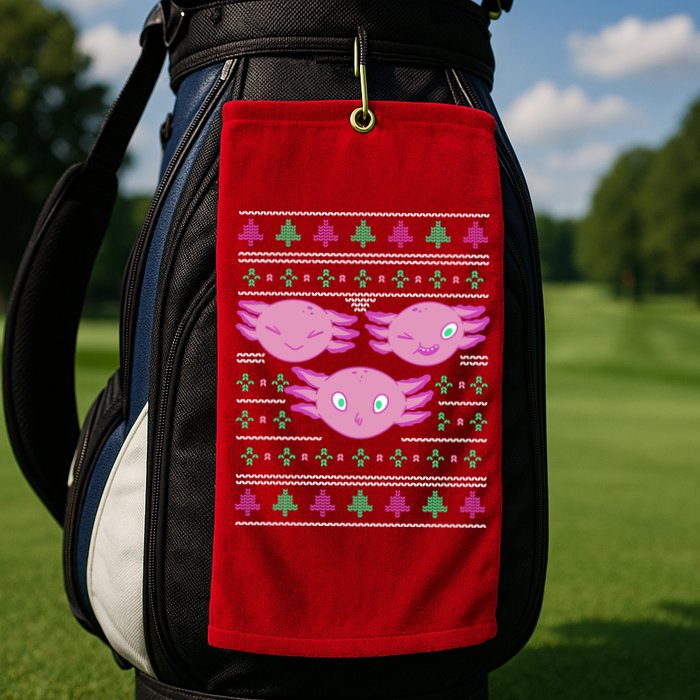 Ultimate Axolotl Ugly Christmas Golf Towel