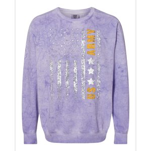 US Army Usa Grunge Flag Army Colorblast Crewneck Sweatshirt