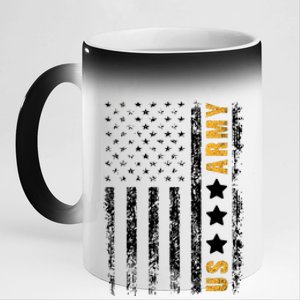 US Army Usa Grunge Flag Army 11oz Black Color Changing Mug