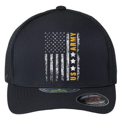 US Army Usa Grunge Flag Army Flexfit Unipanel Trucker Cap