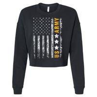US Army Usa Grunge Flag Army Cropped Pullover Crew