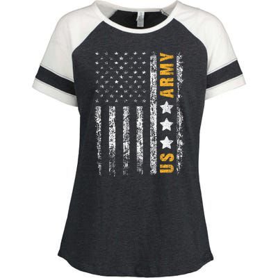 US Army Usa Grunge Flag Army Enza Ladies Jersey Colorblock Tee