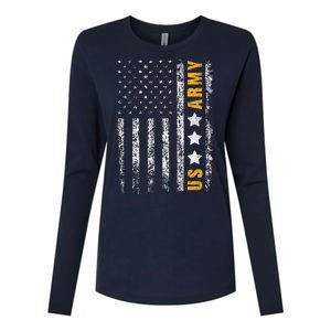 US Army Usa Grunge Flag Army Womens Cotton Relaxed Long Sleeve T-Shirt