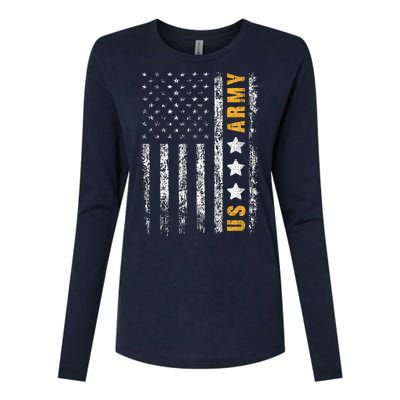 US Army Usa Grunge Flag Army Womens Cotton Relaxed Long Sleeve T-Shirt