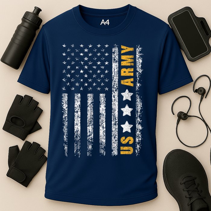 US Army Usa Grunge Flag Army Cooling Performance Crew T-Shirt