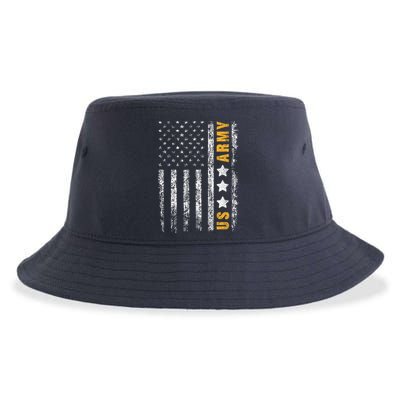 US Army Usa Grunge Flag Army Sustainable Bucket Hat