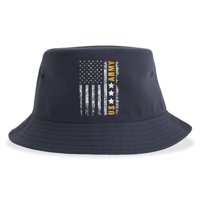 US Army Usa Grunge Flag Army Sustainable Bucket Hat