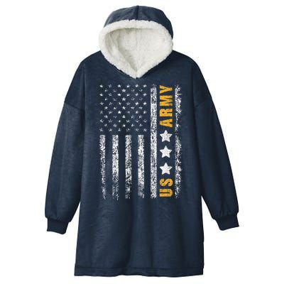 US Army Usa Grunge Flag Army Hooded Wearable Blanket