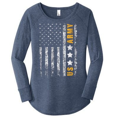 US Army Usa Grunge Flag Army Women's Perfect Tri Tunic Long Sleeve Shirt