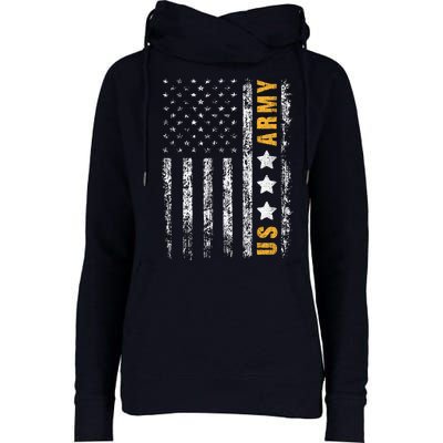 US Army Usa Grunge Flag Army Womens Funnel Neck Pullover Hood