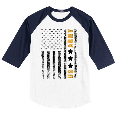 US Army Usa Grunge Flag Army Baseball Sleeve Shirt