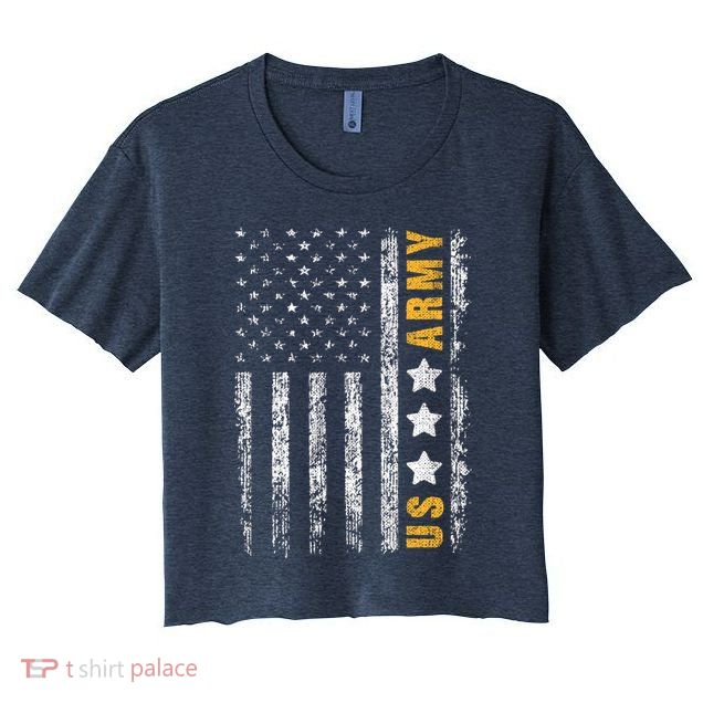 US Army Usa Grunge Flag Army Crop Top