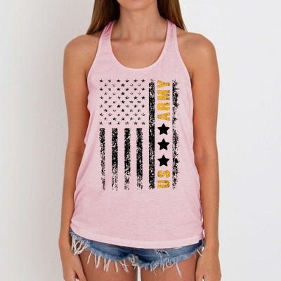 US Army Usa Grunge Flag Army Women's Knotted Racerback Tank