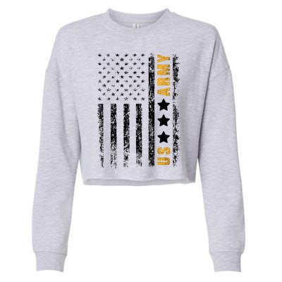 US Army Usa Grunge Flag Army Cropped Pullover Crew