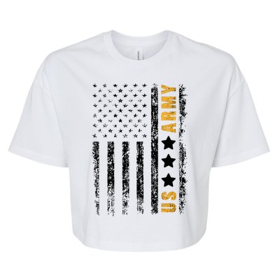 US Army Usa Grunge Flag Army Bella+Canvas Jersey Crop Tee