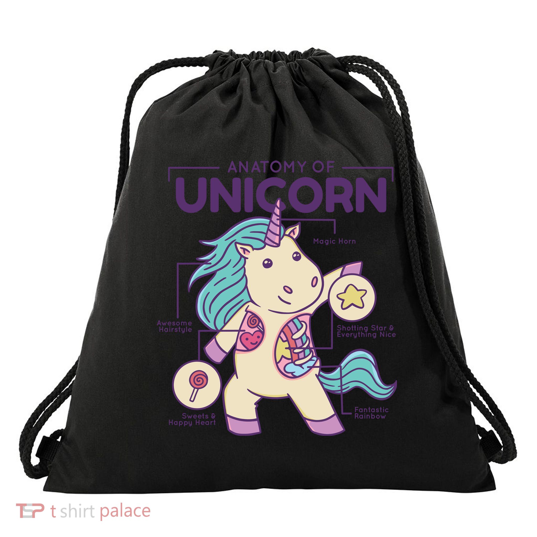 Unicorn Anatomy Drawstring Bag