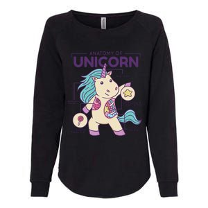 Unicorn Anatomy Womens California Wash Sweatshirt