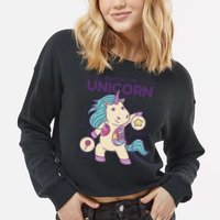 Unicorn Anatomy Cropped Pullover Crew