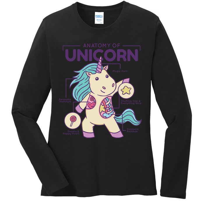 Unicorn Anatomy Ladies Long Sleeve Shirt