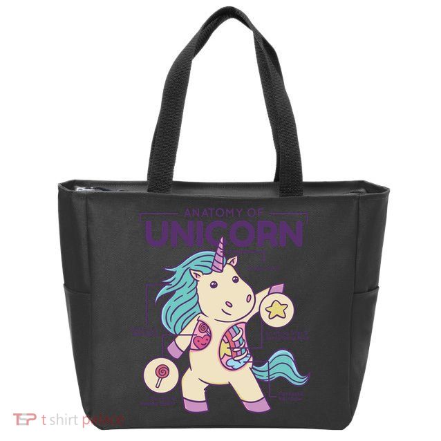 Unicorn Anatomy Zip Tote Bag