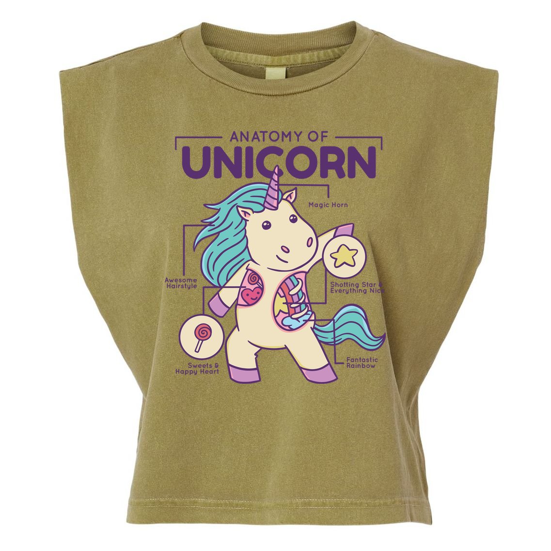 Unicorn Anatomy Garment-Dyed Women's Muscle Tee