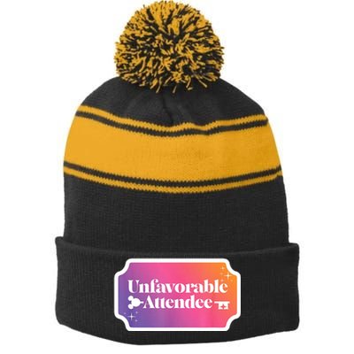 Unfavorable Attendance Stripe Pom Pom Beanie