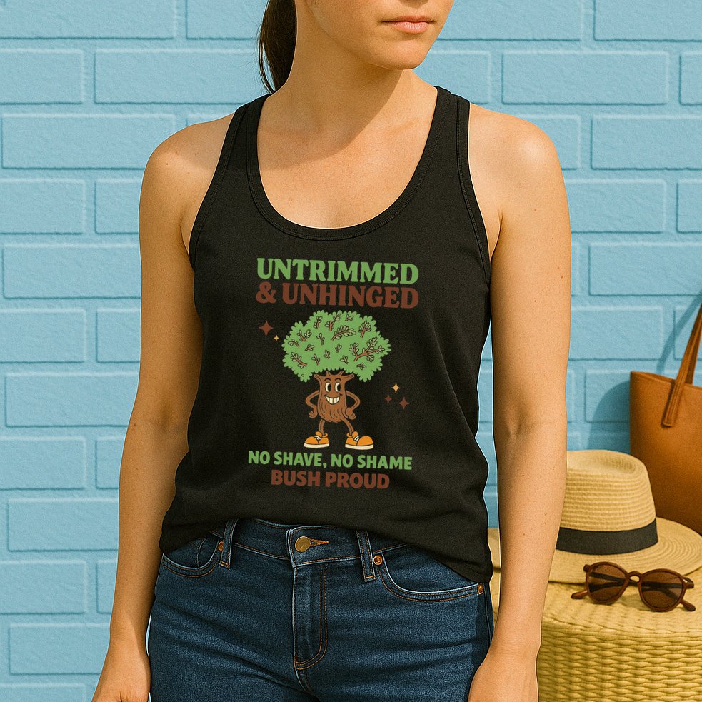 Untrimmed And Unhinged No Shave No Shame Bush Proud Funny Womens Tank Top