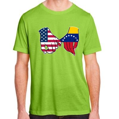 Usa And Venezuela Flags Hands Together Cute Gift Adult ChromaSoft Performance T-Shirt