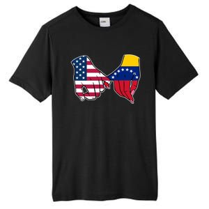 Usa And Venezuela Flags Hands Together Cute Gift Tall Fusion ChromaSoft Performance T-Shirt