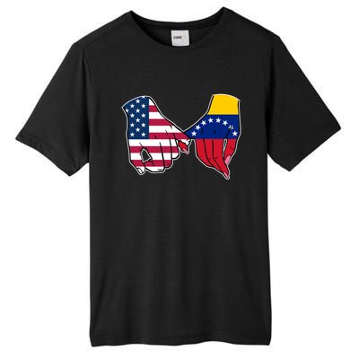 Usa And Venezuela Flags Hands Together Cute Gift Tall Fusion ChromaSoft Performance T-Shirt