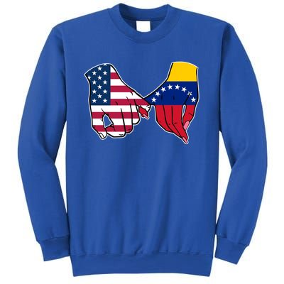 Usa And Venezuela Flags Hands Together Cute Gift Sweatshirt