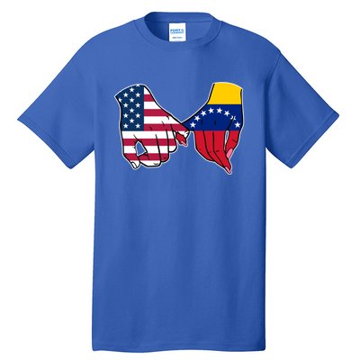 Usa And Venezuela Flags Hands Together Cute Gift Tall T-Shirt