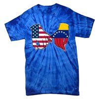 Usa And Venezuela Flags Hands Together Cute Gift Tie-Dye T-Shirt