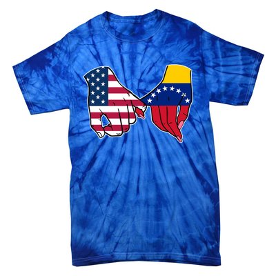 Usa And Venezuela Flags Hands Together Cute Gift Tie-Dye T-Shirt