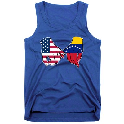 Usa And Venezuela Flags Hands Together Cute Gift Tank Top