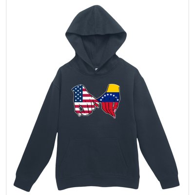 Usa And Venezuela Flags Hands Together Cute Gift Urban Pullover Hoodie