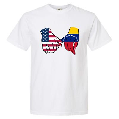 Usa And Venezuela Flags Hands Together Cute Gift Garment-Dyed Heavyweight T-Shirt