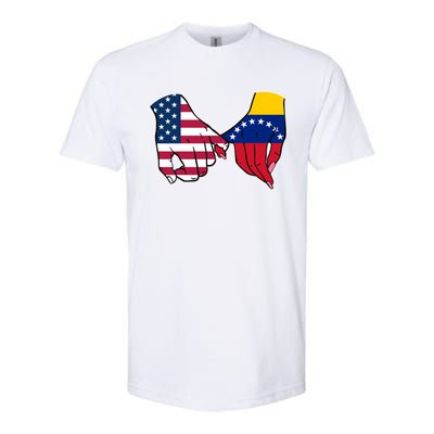 Usa And Venezuela Flags Hands Together Cute Gift Softstyle CVC T-Shirt