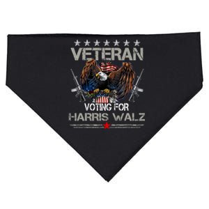 U.S. Army Veteran Voting For Harris Walz Waltz 2024 USA-Made Doggie Bandana