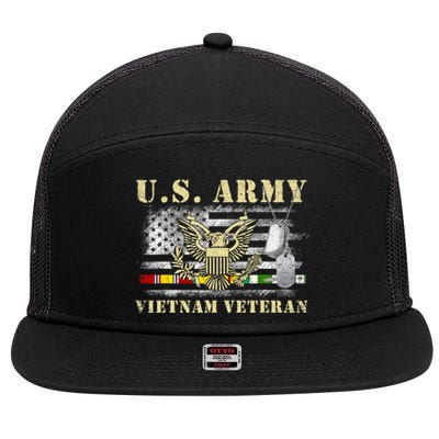 Us Army Vietnam Veteran Usa Flag Veteran Vietnam Army 7 Panel Mesh Trucker Snapback Hat