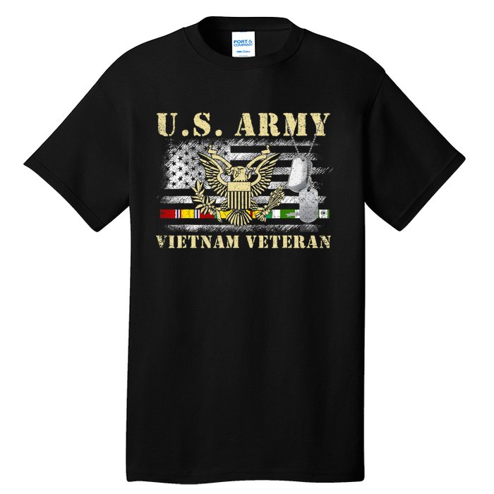 Us Army Vietnam Veteran Usa Flag Veteran Vietnam Army Tall T-Shirt