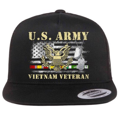 Us Army Vietnam Veteran Usa Flag Veteran Vietnam Army Flat Bill Trucker Hat