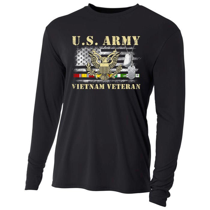 Us Army Vietnam Veteran Usa Flag Veteran Vietnam Army Cooling Performance Long Sleeve Crew