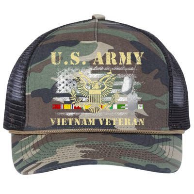 Us Army Vietnam Veteran Usa Flag Veteran Vietnam Army Retro Rope Trucker Hat Cap