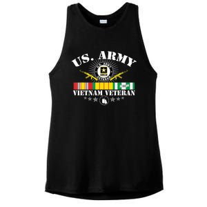 Us Army Vietnam Veteran Usa Flag Vietnam Vet Flag Women Ladies PosiCharge Tri-Blend Wicking Tank