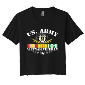 Us Army Vietnam Veteran Usa Flag Vietnam Vet Flag Women Women's Crop Top Tee